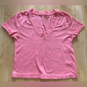 💖5 for $25💖 Universal Thread Coral V-Neck Cropped Tee XS 100% Cotton